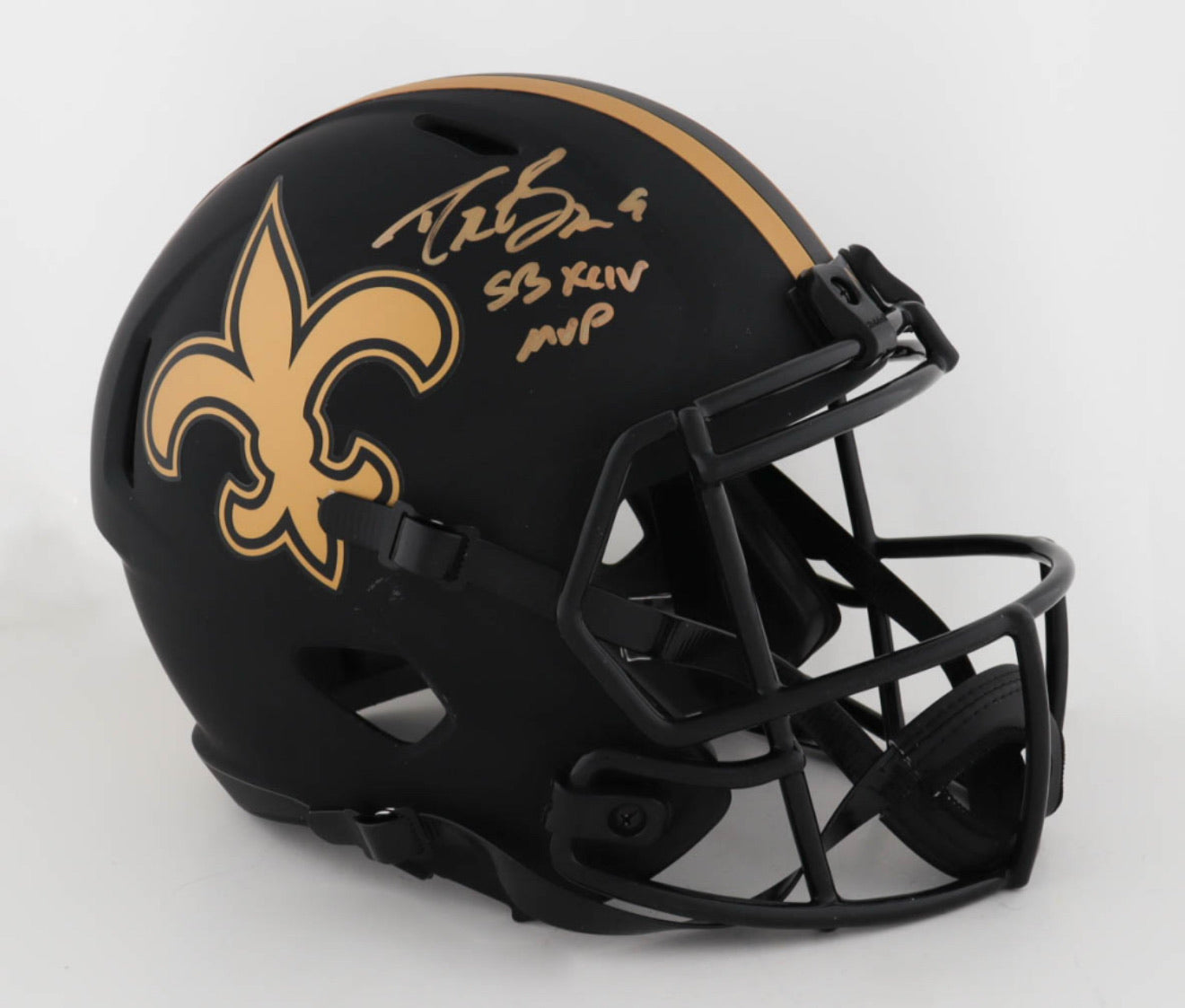 Casco Tamaño Completo Firmado e Inscrito por Drew Brees
