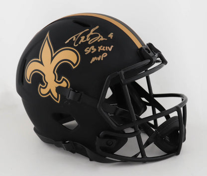 Casco Tamaño Completo Firmado e Inscrito por Drew Brees